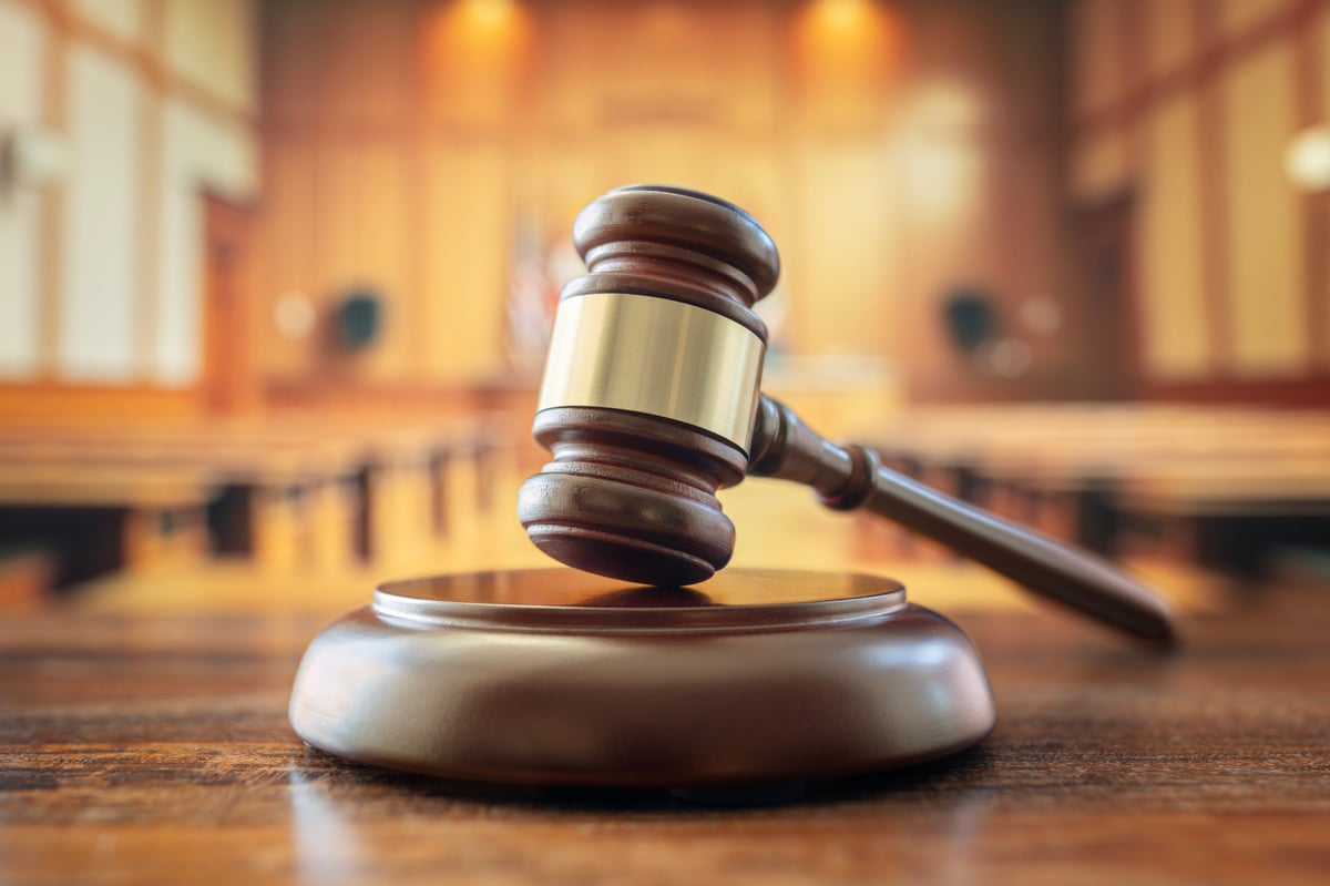 Probate court documents and gavel